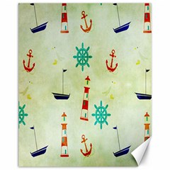 Vintage Seamless Nautical Wallpaper Pattern Canvas 11  X 14   by Simbadda