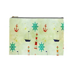 Vintage Seamless Nautical Wallpaper Pattern Cosmetic Bag (large)  by Simbadda