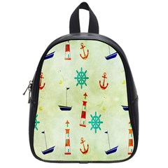 Vintage Seamless Nautical Wallpaper Pattern School Bags (small)  by Simbadda