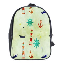 Vintage Seamless Nautical Wallpaper Pattern School Bags (xl)  by Simbadda