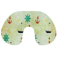 Vintage Seamless Nautical Wallpaper Pattern Travel Neck Pillows by Simbadda