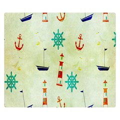 Vintage Seamless Nautical Wallpaper Pattern Double Sided Flano Blanket (small)  by Simbadda