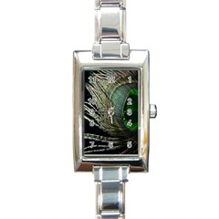 Feather Peacock Drops Green Rectangle Italian Charm Watch by Simbadda