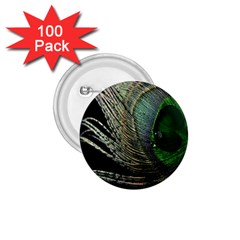 Feather Peacock Drops Green 1 75  Buttons (100 Pack)  by Simbadda