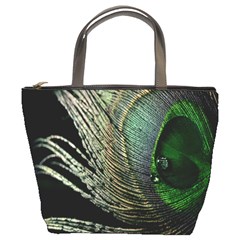 Feather Peacock Drops Green Bucket Bags by Simbadda