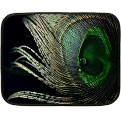 Feather Peacock Drops Green Double Sided Fleece Blanket (mini) 