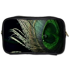 Feather Peacock Drops Green Toiletries Bags by Simbadda