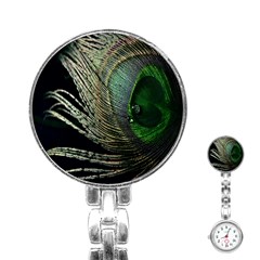 Feather Peacock Drops Green Stainless Steel Nurses Watch by Simbadda