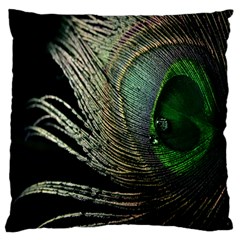 Feather Peacock Drops Green Standard Flano Cushion Case (two Sides) by Simbadda