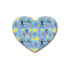 Cute Monkeys Seamless Pattern Heart Coaster (4 Pack)  by Simbadda