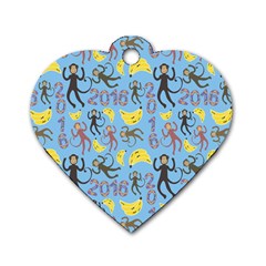 Cute Monkeys Seamless Pattern Dog Tag Heart (one Side) by Simbadda