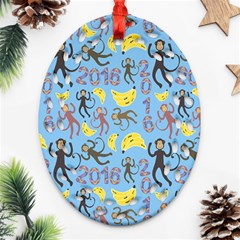 Cute Monkeys Seamless Pattern Ornament (oval Filigree) by Simbadda