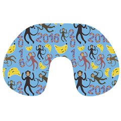 Cute Monkeys Seamless Pattern Travel Neck Pillows by Simbadda