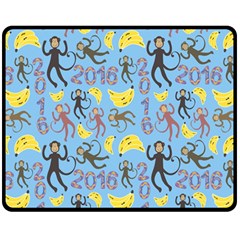 Cute Monkeys Seamless Pattern Double Sided Fleece Blanket (medium)  by Simbadda