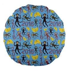 Cute Monkeys Seamless Pattern Large 18  Premium Flano Round Cushions by Simbadda