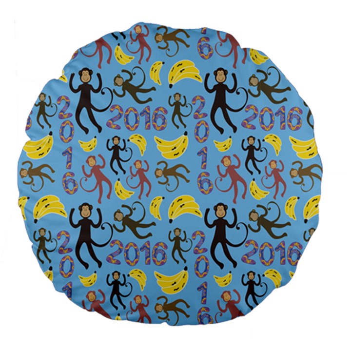 Cute Monkeys Seamless Pattern Large 18  Premium Flano Round Cushions