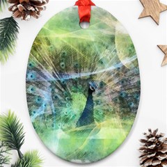 Digitally Painted Abstract Style Watercolour Painting Of A Peacock Ornament (oval) by Simbadda