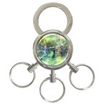 Digitally Painted Abstract Style Watercolour Painting Of A Peacock 3-Ring Key Chains Front