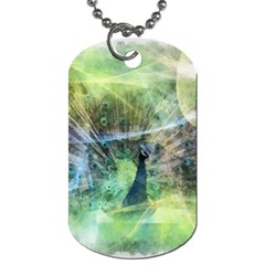 Digitally Painted Abstract Style Watercolour Painting Of A Peacock Dog Tag (one Side) by Simbadda