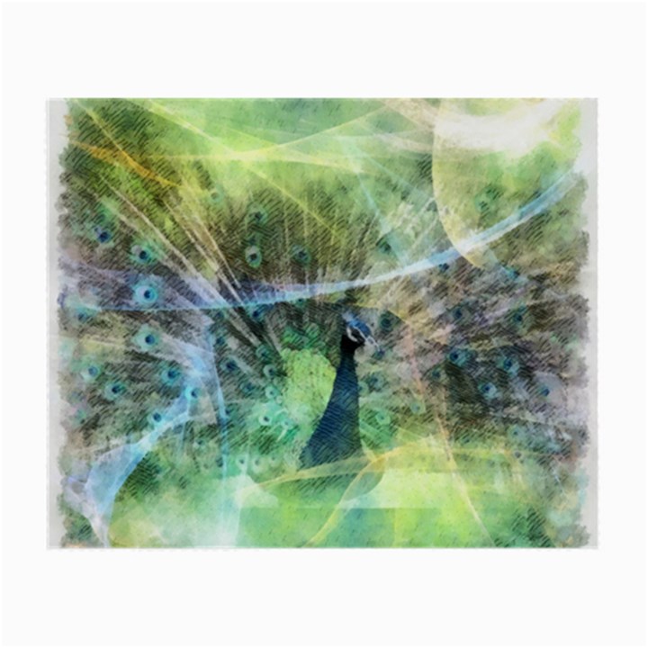 Digitally Painted Abstract Style Watercolour Painting Of A Peacock Small Glasses Cloth