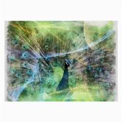 Digitally Painted Abstract Style Watercolour Painting Of A Peacock Large Glasses Cloth (2-side) by Simbadda