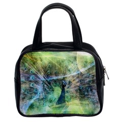 Digitally Painted Abstract Style Watercolour Painting Of A Peacock Classic Handbags (2 Sides) by Simbadda