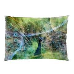 Digitally Painted Abstract Style Watercolour Painting Of A Peacock Pillow Case by Simbadda