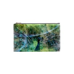 Digitally Painted Abstract Style Watercolour Painting Of A Peacock Cosmetic Bag (small)  by Simbadda