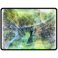 Digitally Painted Abstract Style Watercolour Painting Of A Peacock Fleece Blanket (large)  by Simbadda