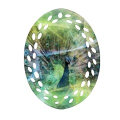 Digitally Painted Abstract Style Watercolour Painting Of A Peacock Ornament (oval Filigree) by Simbadda