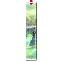 Digitally Painted Abstract Style Watercolour Painting Of A Peacock Large Book Marks by Simbadda