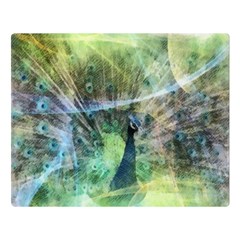 Digitally Painted Abstract Style Watercolour Painting Of A Peacock Double Sided Flano Blanket (large)  by Simbadda