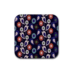 Cute Birds Pattern Rubber Coaster (square)  by Simbadda