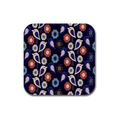 Cute Birds Pattern Rubber Square Coaster (4 Pack)  by Simbadda