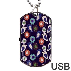 Cute Birds Pattern Dog Tag Usb Flash (one Side) by Simbadda