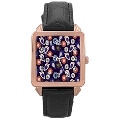 Cute Birds Pattern Rose Gold Leather Watch  by Simbadda