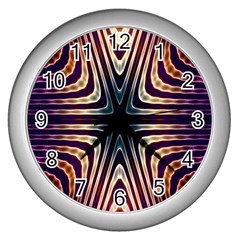 Colorful Seamless Vibrant Pattern Wall Clocks (silver)  by Simbadda