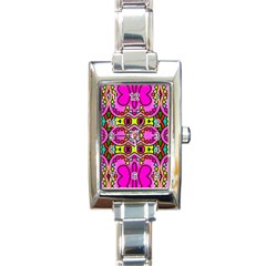 Love Hearths Colourful Abstract Background Design Rectangle Italian Charm Watch by Simbadda