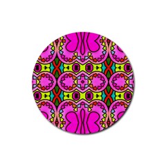 Love Hearths Colourful Abstract Background Design Rubber Round Coaster (4 Pack)  by Simbadda