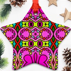 Love Hearths Colourful Abstract Background Design Star Ornament (two Sides) by Simbadda