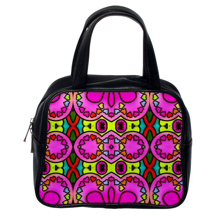 Love Hearths Colourful Abstract Background Design Classic Handbags (One Side)