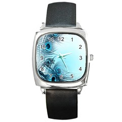 Feathery Background Square Metal Watch by Simbadda