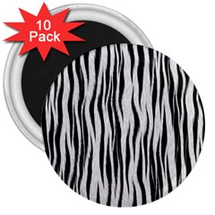 Black White Seamless Fur Pattern 3  Magnets (10 Pack)  by Simbadda