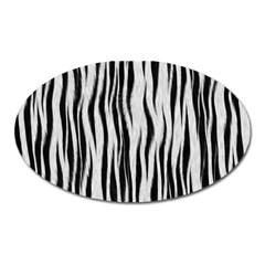 Black White Seamless Fur Pattern Oval Magnet by Simbadda