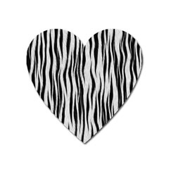 Black White Seamless Fur Pattern Heart Magnet by Simbadda