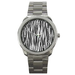 Black White Seamless Fur Pattern Sport Metal Watch by Simbadda