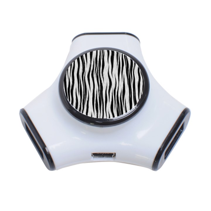 Black White Seamless Fur Pattern 3-Port USB Hub