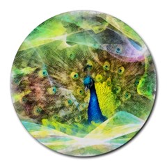 Peacock Digital Painting Round Mousepads by Simbadda