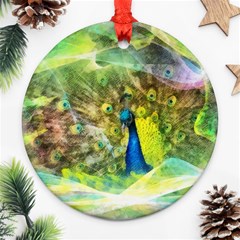 Peacock Digital Painting Ornament (round) by Simbadda