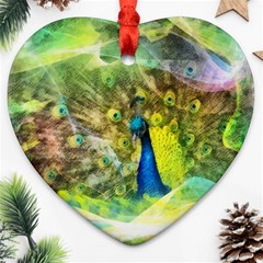 Peacock Digital Painting Ornament (heart)